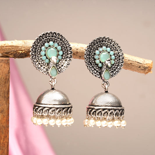 Evergreen jhumka earrings (Mint)