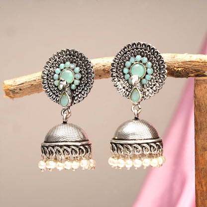 Evergreen jhumka earrings (Mint)