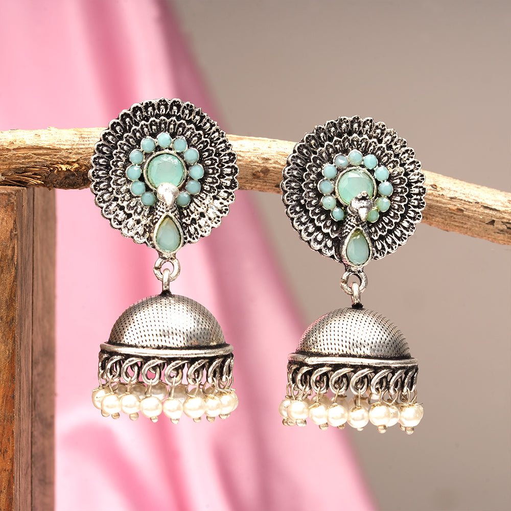 Evergreen jhumka earrings (Mint)