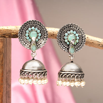 Evergreen jhumka earrings (Mint)