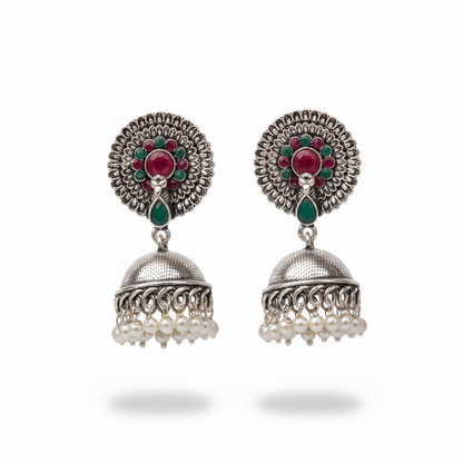 Evergreen earrings (Multicolored) Flora-Aura stone studded dangler earrings (Yellow) Combo set