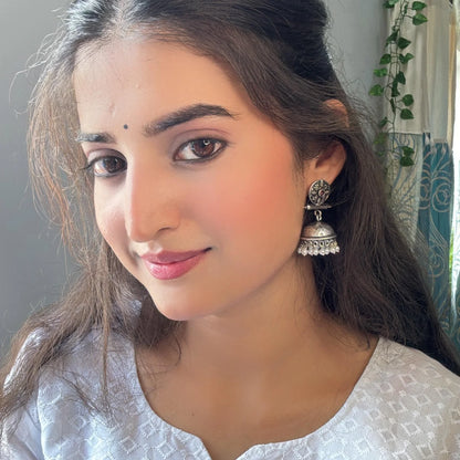 Charmbell earrings (Red) Dazzle Dash Jhumki earring (Baby Pink) Combo set
