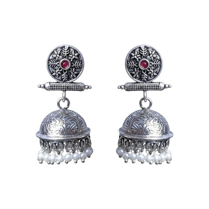 Dazzle Dash Jhumki earring (Sky Blue) Charmbell earrings (Red) Combo set