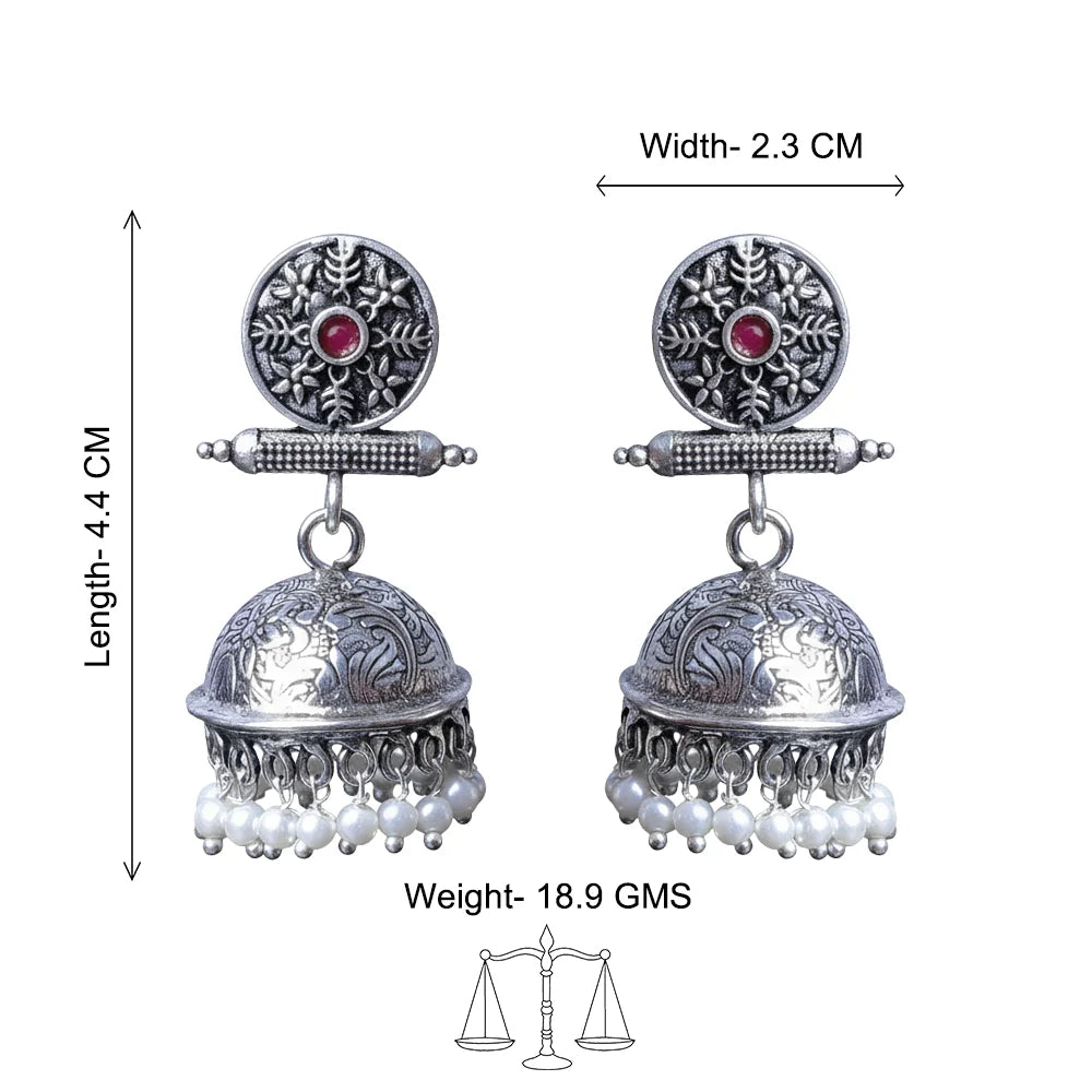 Charmbell earrings (Red) Dazzle Dash Jhumki earring (Green) Combo set
