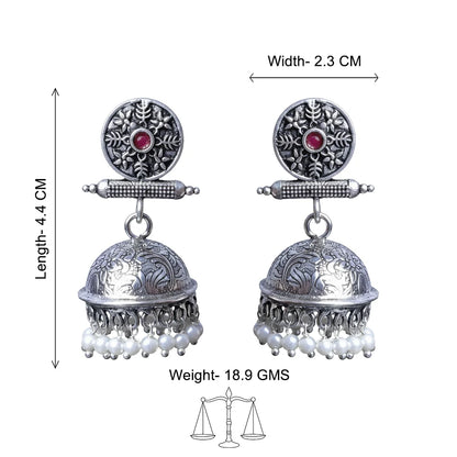 Charmbell earrings (Red) Dazzle Dash Jhumki earring (Blue) Combo set