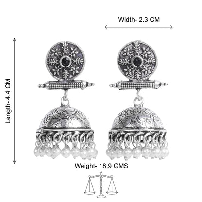 Charmbell earrings (Black) Dazzle Dash Jhumki earring (Green) Combo set