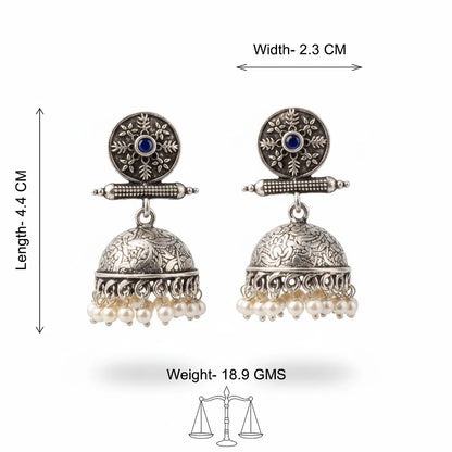 Charmbell earrings (Blue) Dazzle Dash Jhumki earring (Green) Combo set