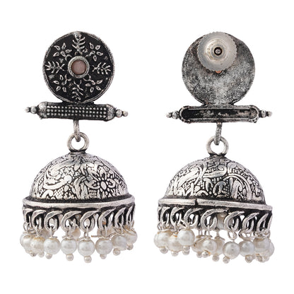Charmbell jhumka earrings (Baby Pink)