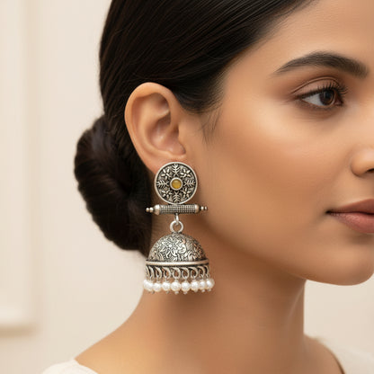 StylishKudi Oxidised Silver Jhumki Earring ComboSet for Women&girl