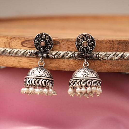 Charmbell jhumka earrings (Light Orange)