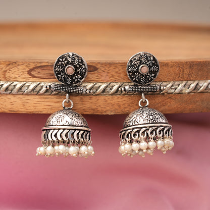 Charmbell jhumka earrings (Light Orange)