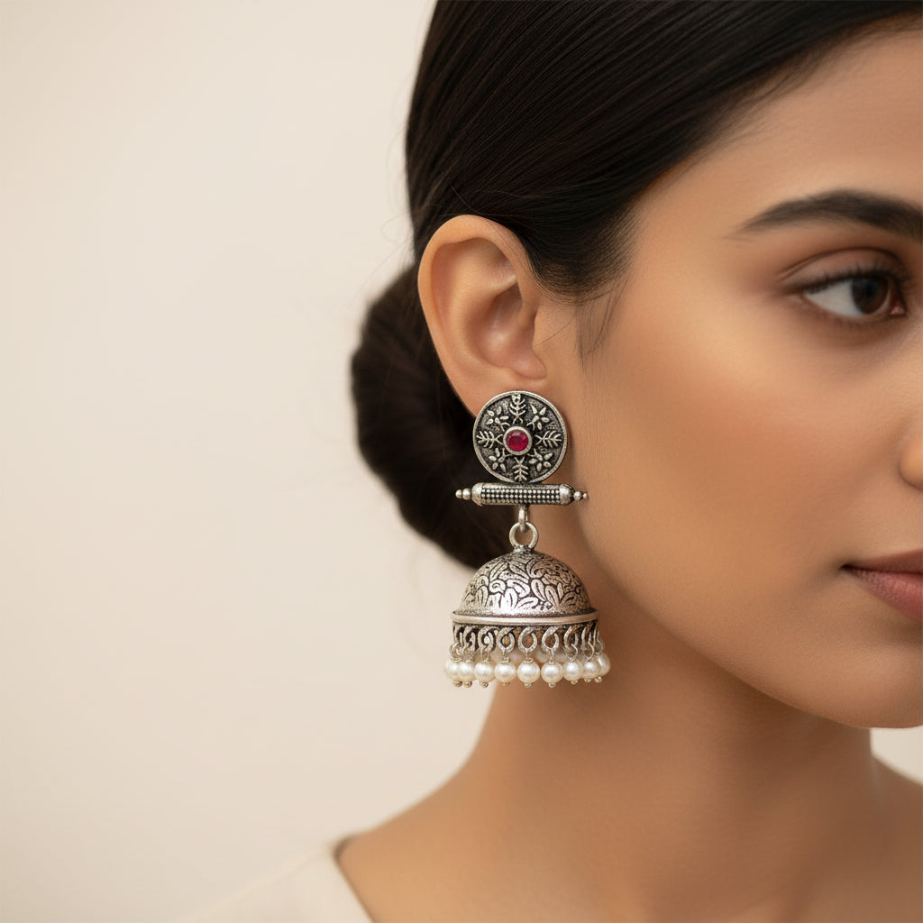 Charmbell  earrings (Dark Red)