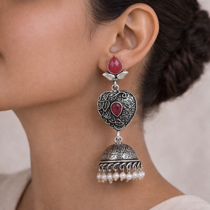Bling & Swing Jhumka Earring (Red)