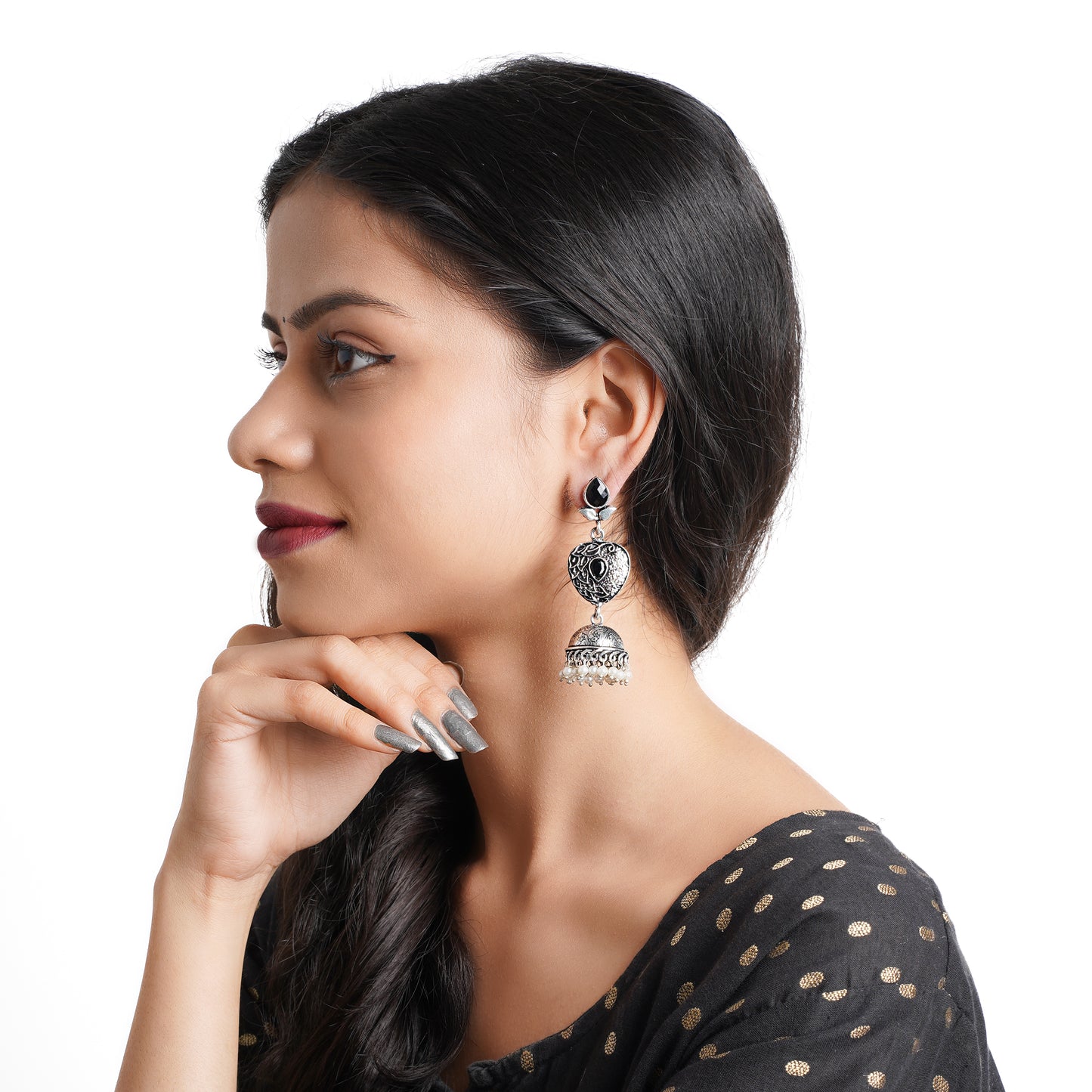 Bling & Swing Jhumka Earring (Black)
