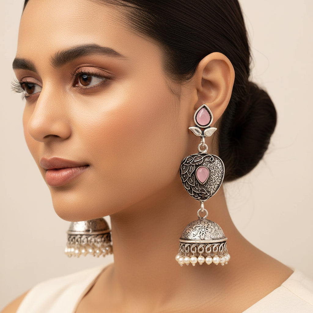 Bling & Swing Jhumka Earring (Baby Pink)