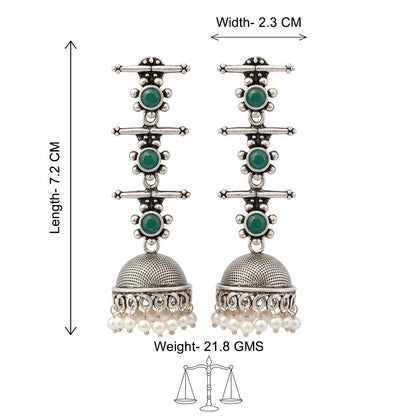 Royal Triple Bell Layered  Earring (Green)