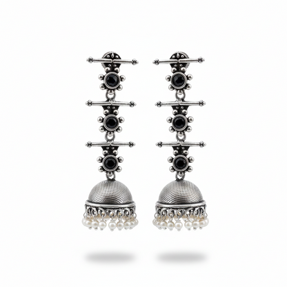 StylishKudi Oxidised Silver Stud & Chandbali Earrings Combo Set for Women&girl