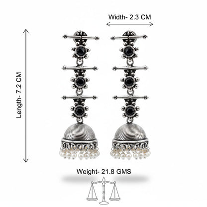 StylishKudi Oxidised Silver Stud & Chandbali Earrings Combo Set for Women&girl