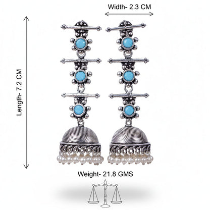 Peacock glow stone studded dangler & Royal Triple Bell Layered Jhumka Combo set