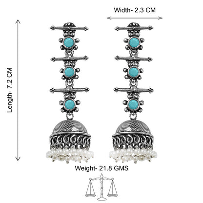 Royal Triple Bell Layered Jhumka Earring (Mint)