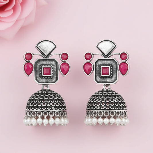 Gorgeous Geometry jhumka earring (Red)