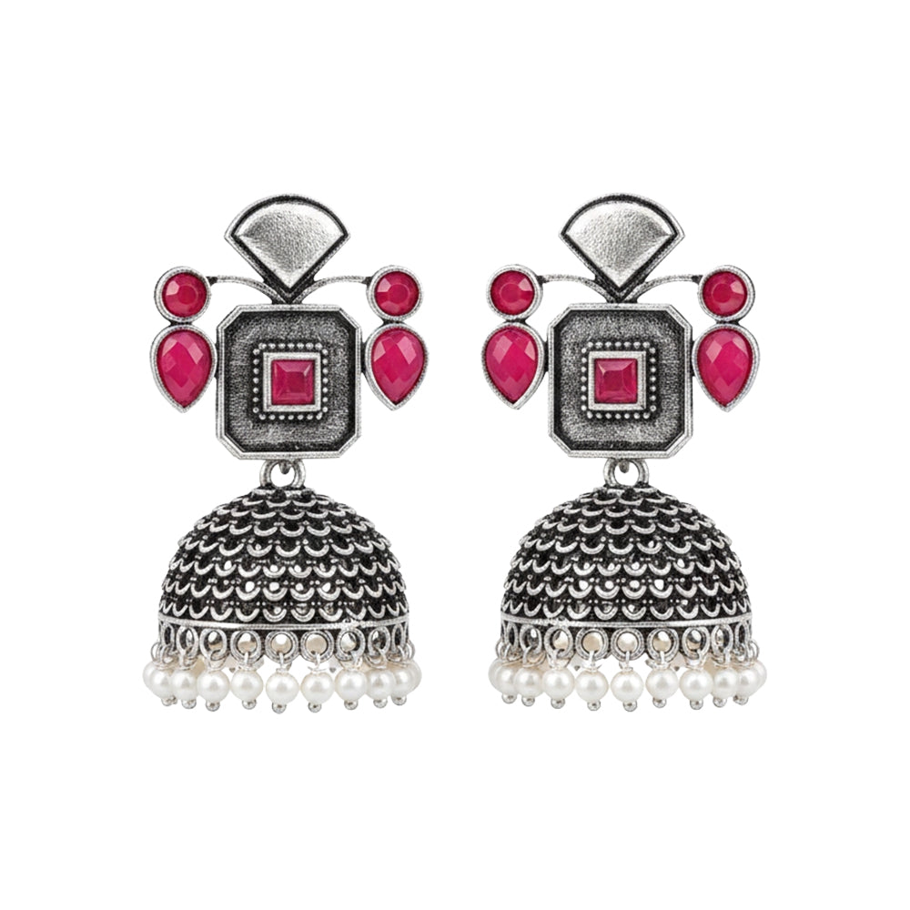 Gorgeous Geometry jhumka earring (Red)