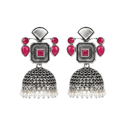 Gorgeous Geometry jhumka earring (Red)