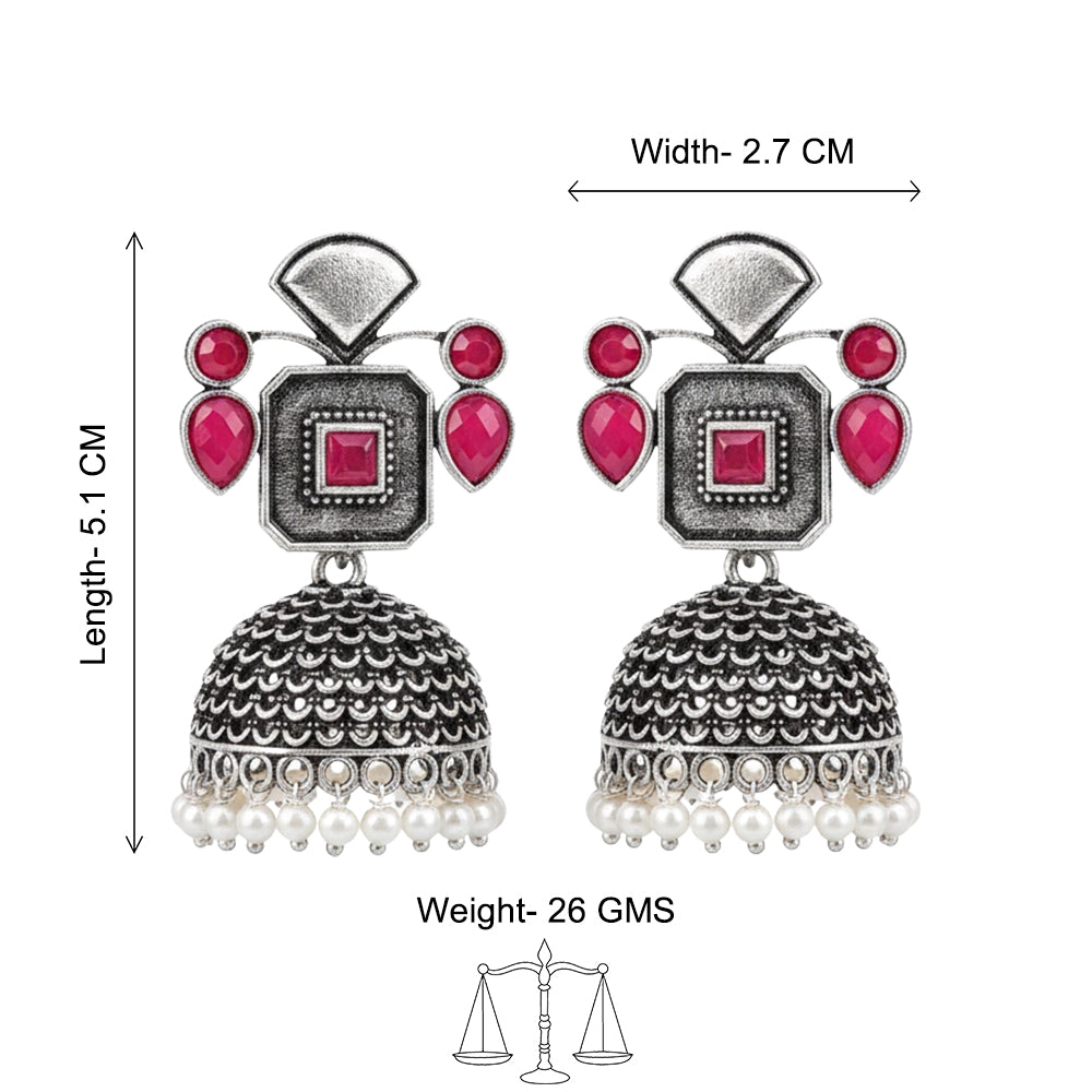 Gorgeous Geometry jhumka earring (Red)
