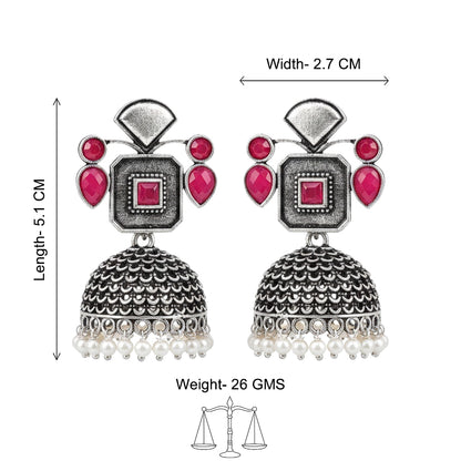 Gorgeous Geometry jhumka earring (Red)