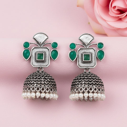 Gorgeous Geometry jhumka earring (Green)