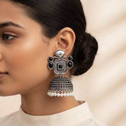 Gorgeous Geometry jhumka earring (Black)