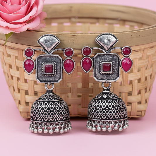 Gorgeous Geometry jhumka earring (Red)