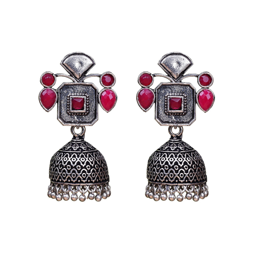 Gorgeous Geometry jhumka earring (Red)