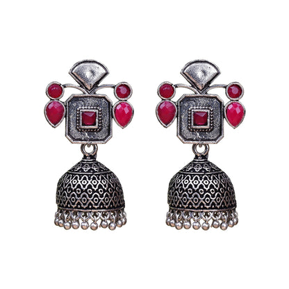 Gorgeous Geometry jhumka earring (Red)