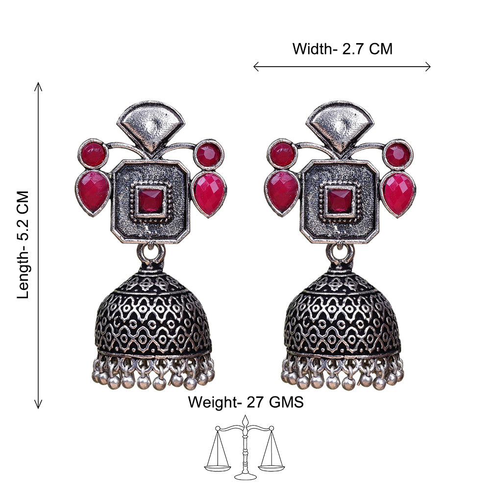 Gorgeous Geometry jhumka earring (Red)