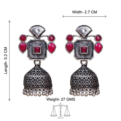 Gorgeous Geometry jhumka earring (Red)