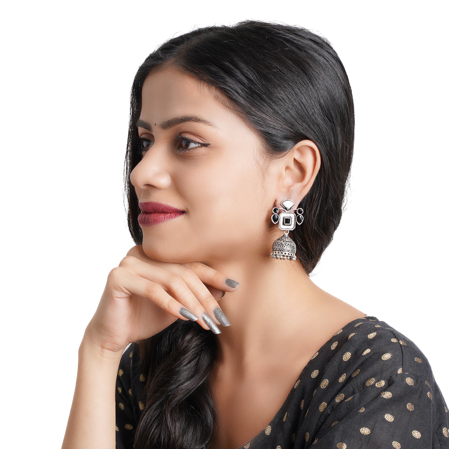 Gorgeous Geometry jhumka earring (Black)