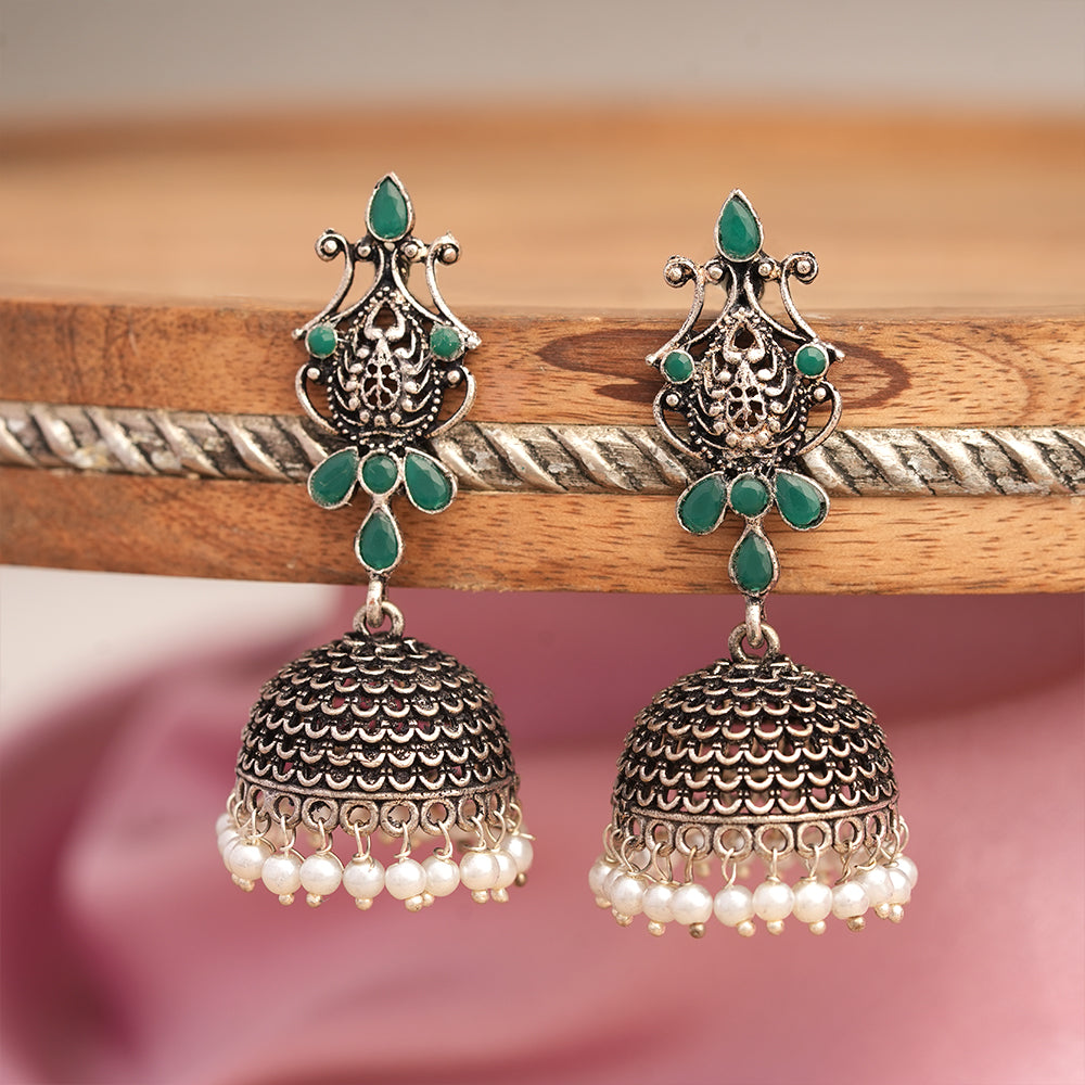 Kalash Kamal Jhumka earring (Green)