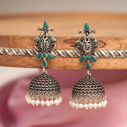 Kalash Kamal Jhumka earring (Green)