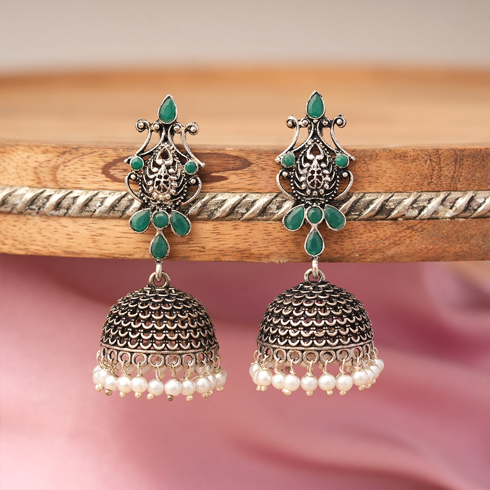Kalash Kamal Jhumka earring (Green)