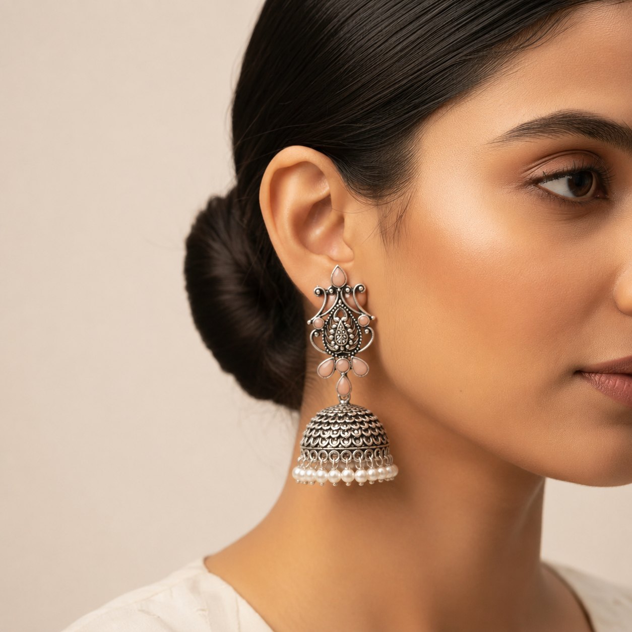 Kalash Kamal  earring (Light Orange)