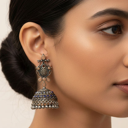 Kalash Kamal earring  Trunk Tales dangler earrings (Silver) Combo set