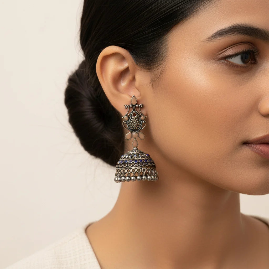 Kalash Kamal earring  Tiny Twinkle jhumki earring (Silver) Combo set