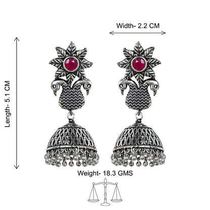 Fearless feathers jhumki earrings (Red)