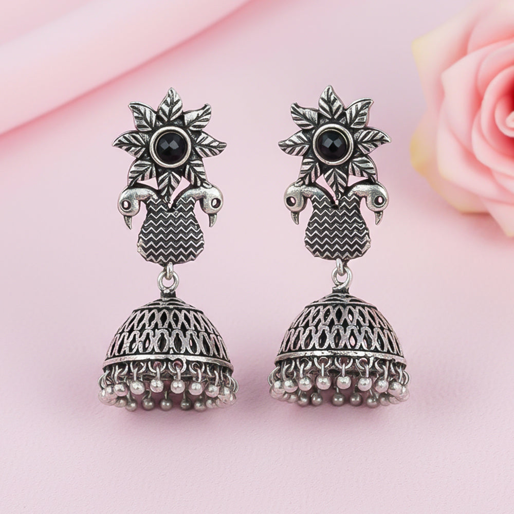 Fearless feathers jhumki earrings (Black)