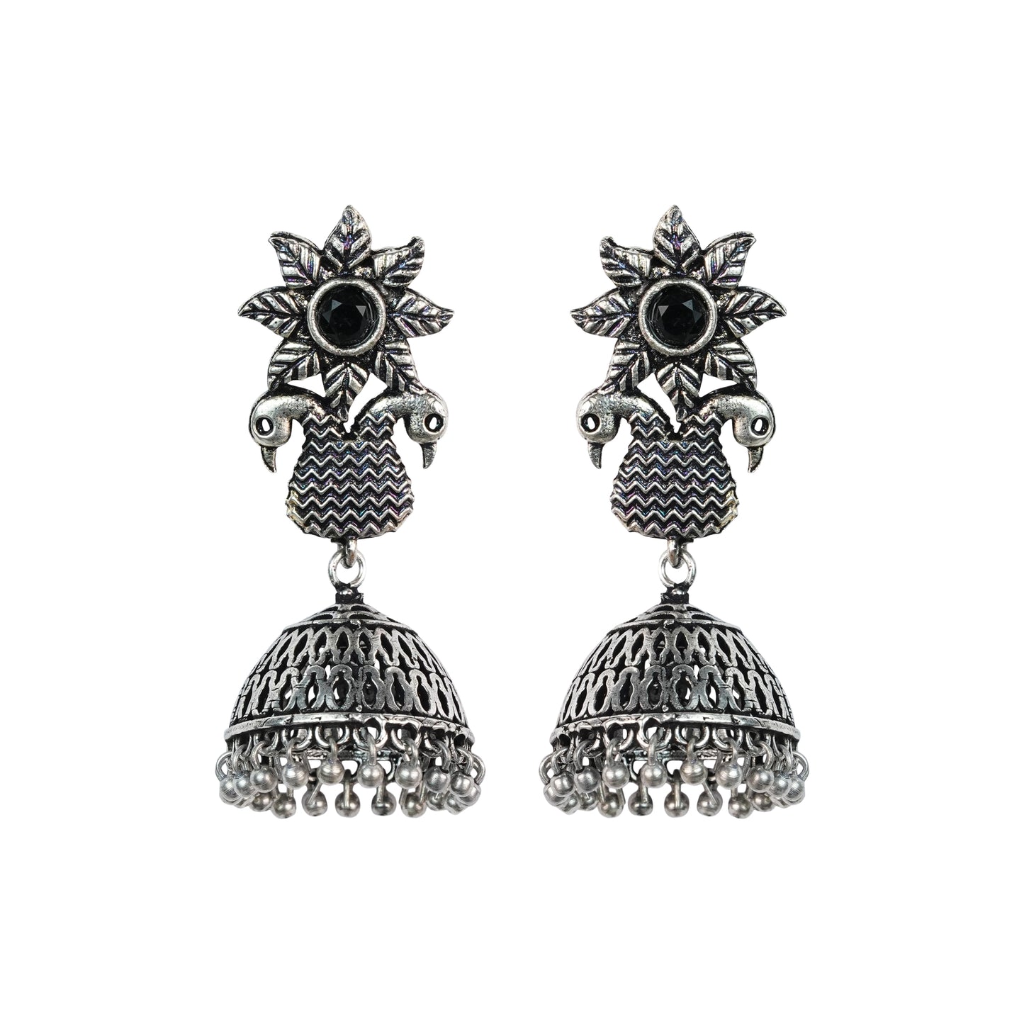 Fearless feathers jhumki earrings (Black)