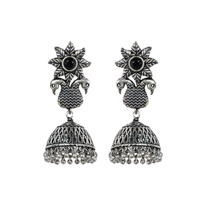 Fearless feathers jhumki earrings (Black)