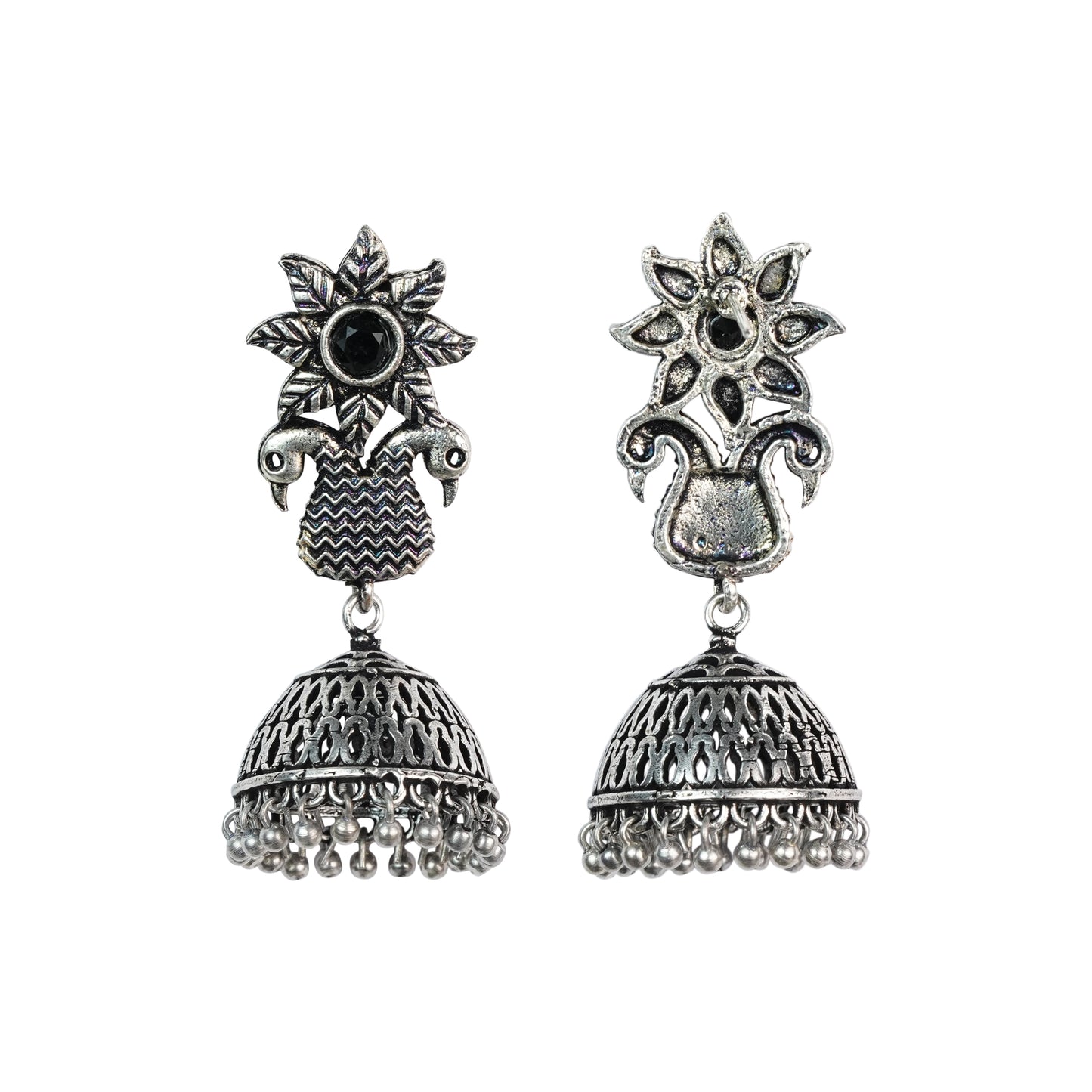 Fearless feathers jhumki earrings (Black)