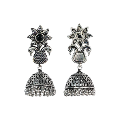 Fearless feathers jhumki earrings (Black)