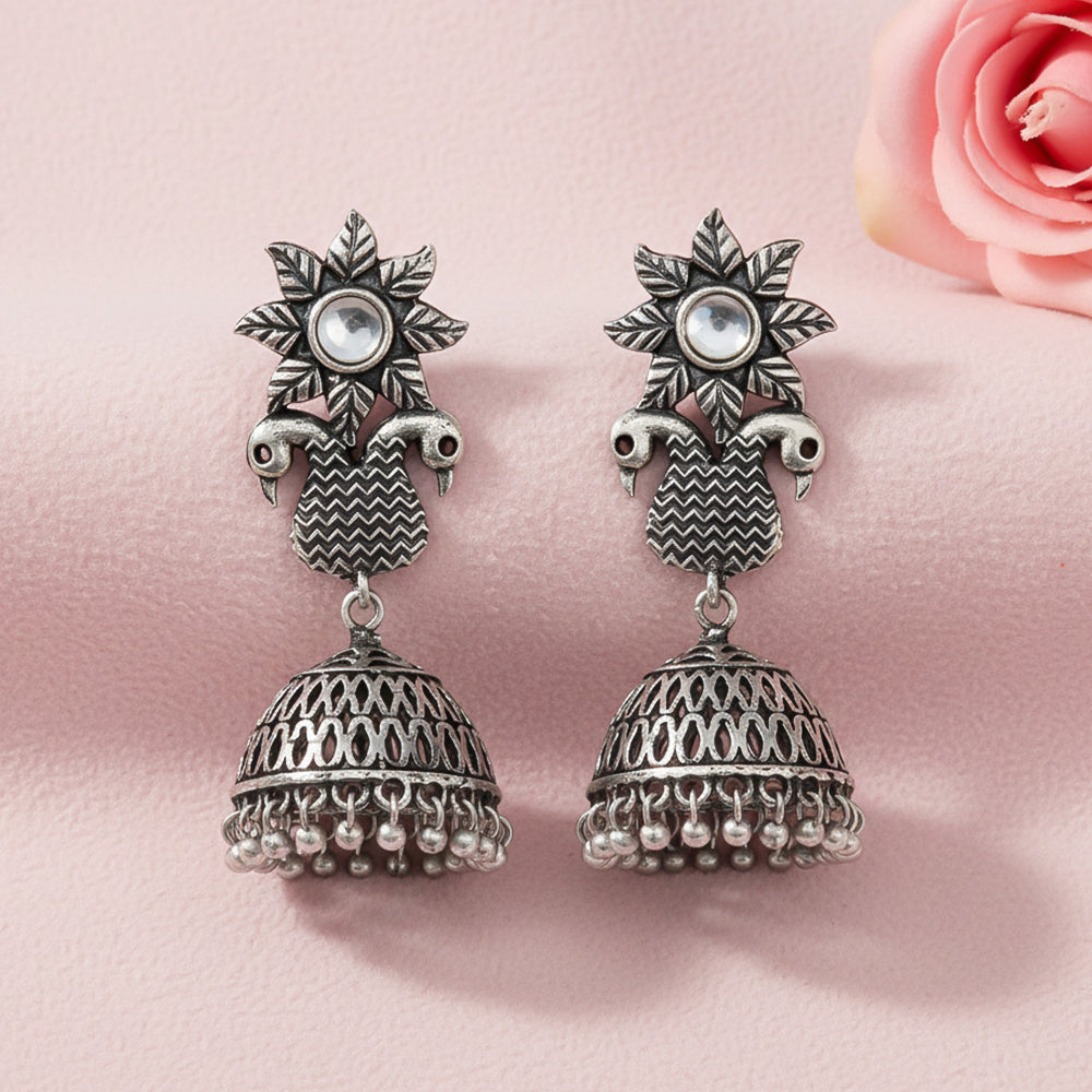 Fearless feathers jhumki earrings (White)